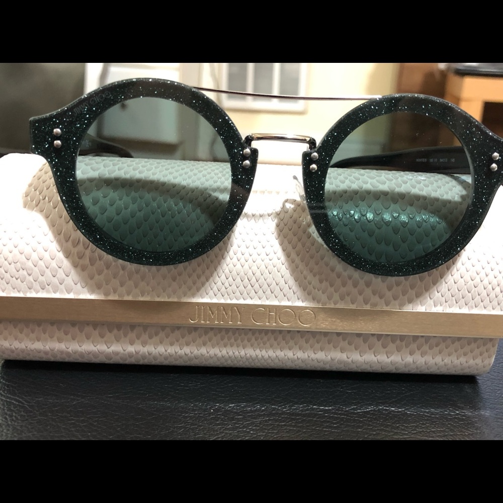 WOMENS Jimmy Choo round glitter sunglasses